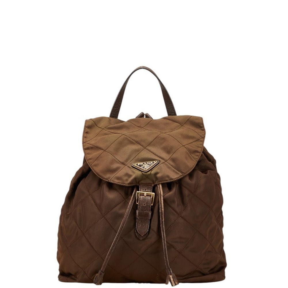 Prada Triangle Logo Backpack Brown - image 1